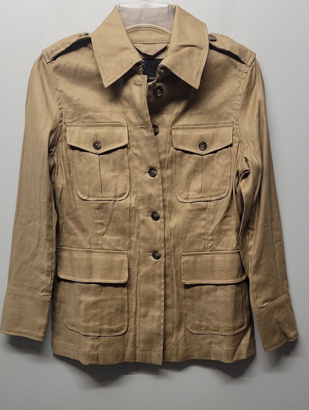 Banana Republic Safari khaki utility shirt jacket size Extra Small Petite